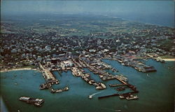 Air View of Nantucket Docks and Waterfront Massachusetts Postcard Postcard