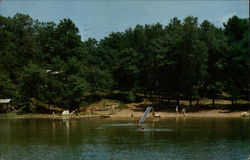 Beach at Evergreen Campsite, Kousel Lake Wild Rose, WI Postcard Postcard