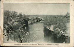 Looking Down Grand River Painesville, OH Postcard Postcard