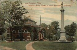 Birchard Library, Soldiers and Sailors Monument Old Betsey Fremont, OH Postcard Postcard