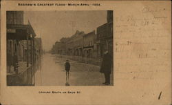 Greatest Flood March-April 1904, Looking South on Baum St Saginaw, MI Postcard Postcard