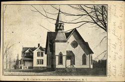 M. E. Church and Parsonage West Barrington, RI Postcard Postcard