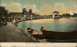 City Park Lake and Band Stand Postcard