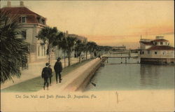 The Sea Wall and Bath House St. Augustine, FL Postcard Postcard