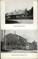 Boston & Maine Station and Nesmith School Franklin, NH Postcard Postcard Postcard