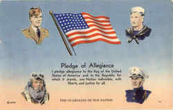 Pledge of Allegiance Army, Navy, Marines, Air Force Military Postcard Postcard