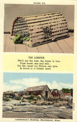 Lobsterman's Shanties Lobster Trap Marblehead, MA Postcard Postcard