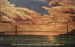 Sunset Through The Golden Gate Bridge Postcard