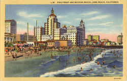 Pike Front and Bathing Beach Long Beach, CA Postcard Postcard