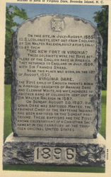 Marker to birth of Virginia Dare Postcard