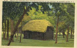 One of the Thatched Roof Huts Reconstructed in Fort Raleigh Postcard