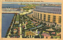 Horticultural Gardens Stadium and Boat Docks Cleveland, OH Postcard Postcard