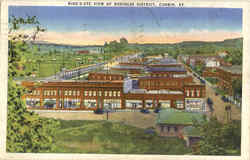 Bird's Eye View of Business District Postcard