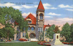 Public Library and Mc Kinley Monument Postcard