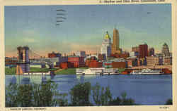 Skyline and Ohio River Cincinnati, OH Postcard Postcard