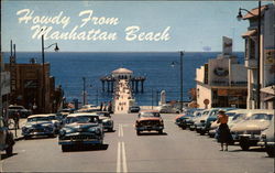 View down street to Manhattan Beach California Postcard Postcard