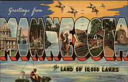 Greetings from the land of 10,000 lakes Minnesota Postcard Postcard