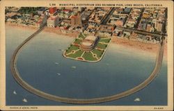 Municipal Auditorium and Rainbow Pier Postcard