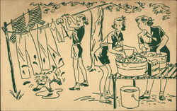 Laundry Day at Camp Postcard