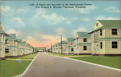 A Street and Barracks in the Replacement Center, Fort Francis E. Warren Cheyenne, WY Postcard Postcard