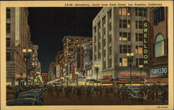 Broadway, South from Sixth Street Postcard