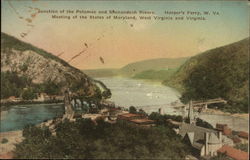 Junction of the Potomac and Shenandoah Rivers Harpers Ferry, WV Postcard Postcard