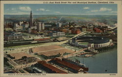 East Ninth Street Pier and Municipal Stadium Cleveland, OH Postcard Postcard