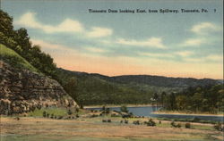 Tionesta Dam Looking East, From Spillway Postcard