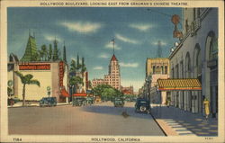 Hollywood Boulevard, looking East from Grauman's Chinese Theatre California Postcard Postcard