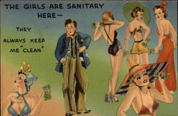 The Girls are Sanitary Here - They always keep me "Clean" Women Postcard Postcard