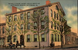 The Wills House, where Lincoln wrote his Gettysburg Address Pennsylvania Postcard Postcard