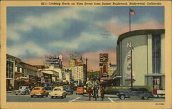 Looking north on Vine Street from Sunset Boulevard Postcard