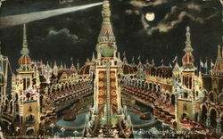 View of Luna Park at Night Postcard