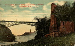 Driving Park Avenue Bridge, Lower Falls in Distance Postcard