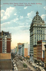 Looking down Market Street from the Phelan Building Postcard