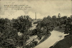 Birds Eye View Looking S.E. From Washington St. Bridge Wilmington, DE Postcard Postcard