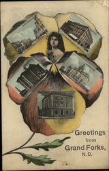 Greetings from Grand Forks - Pansy North Dakota Postcard Postcard