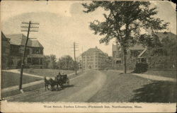 West Street, Forbes Library, Plymouth Inn Northampton, MA Postcard Postcard