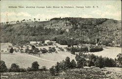 Hillside view, showing Oquaga Lake House in distance Postcard