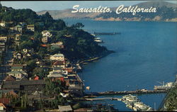 View of Sausalito from the summit of the hills California Postcard Postcard