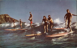 Surfing Waikiki, HI Postcard Postcard