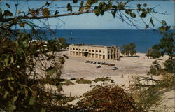 Bathing Pavilion and Parking Lot at Indiana Dunes State Park Chesterton, IN Postcard Postcard