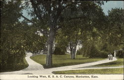 Looking west, K.S.A.C. Campus Manhattan, KS Postcard Postcard