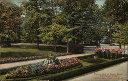 Flower Bed of Music Court, Norumbega Park Auburndale, MA Postcard Postcard