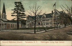 Second Reformed Church; Washington Irving High School Tarrytown, NY Postcard Postcard