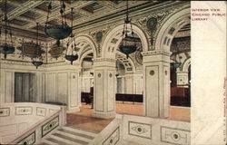 Interior View of Chicago Public Library Illinois Postcard Postcard