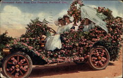 Decorated Auto, Rose City Festival Postcard