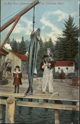 A Big One (Sturgeon) from the Columbia River Postcard