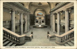 Corridor and Main Stairways, Utah State Capitol Postcard