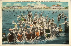 Children Enjoying the Surf Frolic at 3rd Street Ocean City, NJ Postcard Postcard